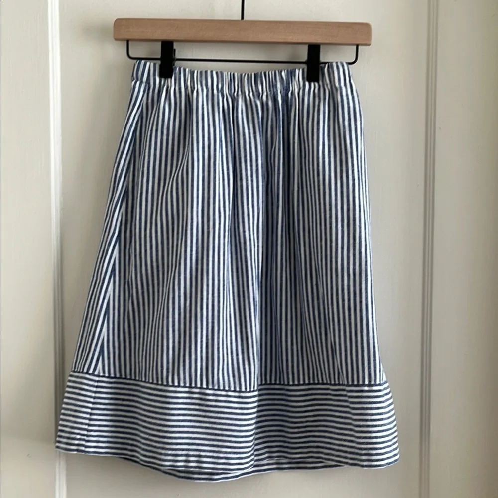 J. Crew XXS Nautical Blue & White Striped Linen Blend Skirt with Pockets - Picture 2 of 11
